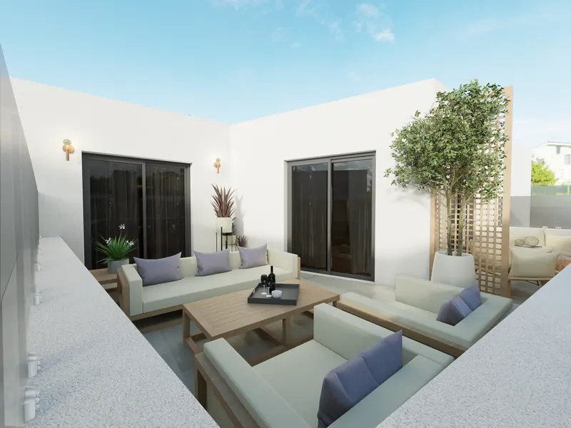 Krovna terasa penthousea s vanjskom sjedećom garniturom